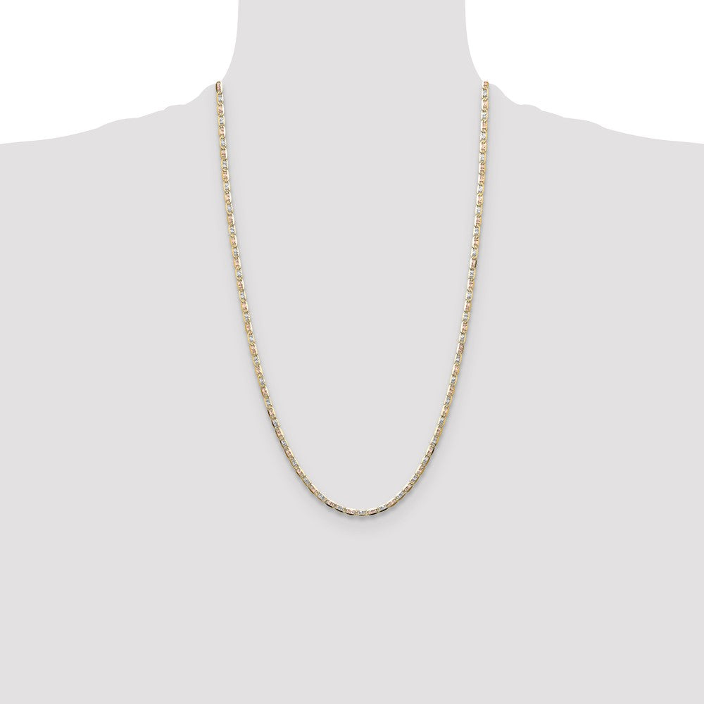 14k 3.2mm Tri-color Gold Pav? Valentino Chain
