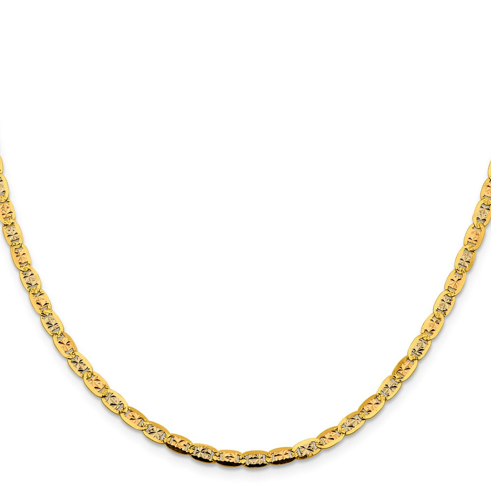 14K 26 inch 3.8mm Tri-color Pav? Valentino with Lobster Clasp Chain