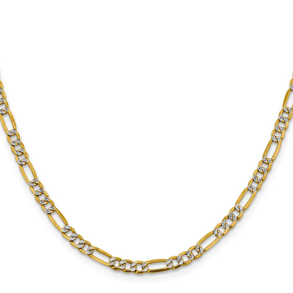 14K 18 inch 3.9mm Semi-Solid with Rhodium Pav? Figaro with Lobster Clasp Chain