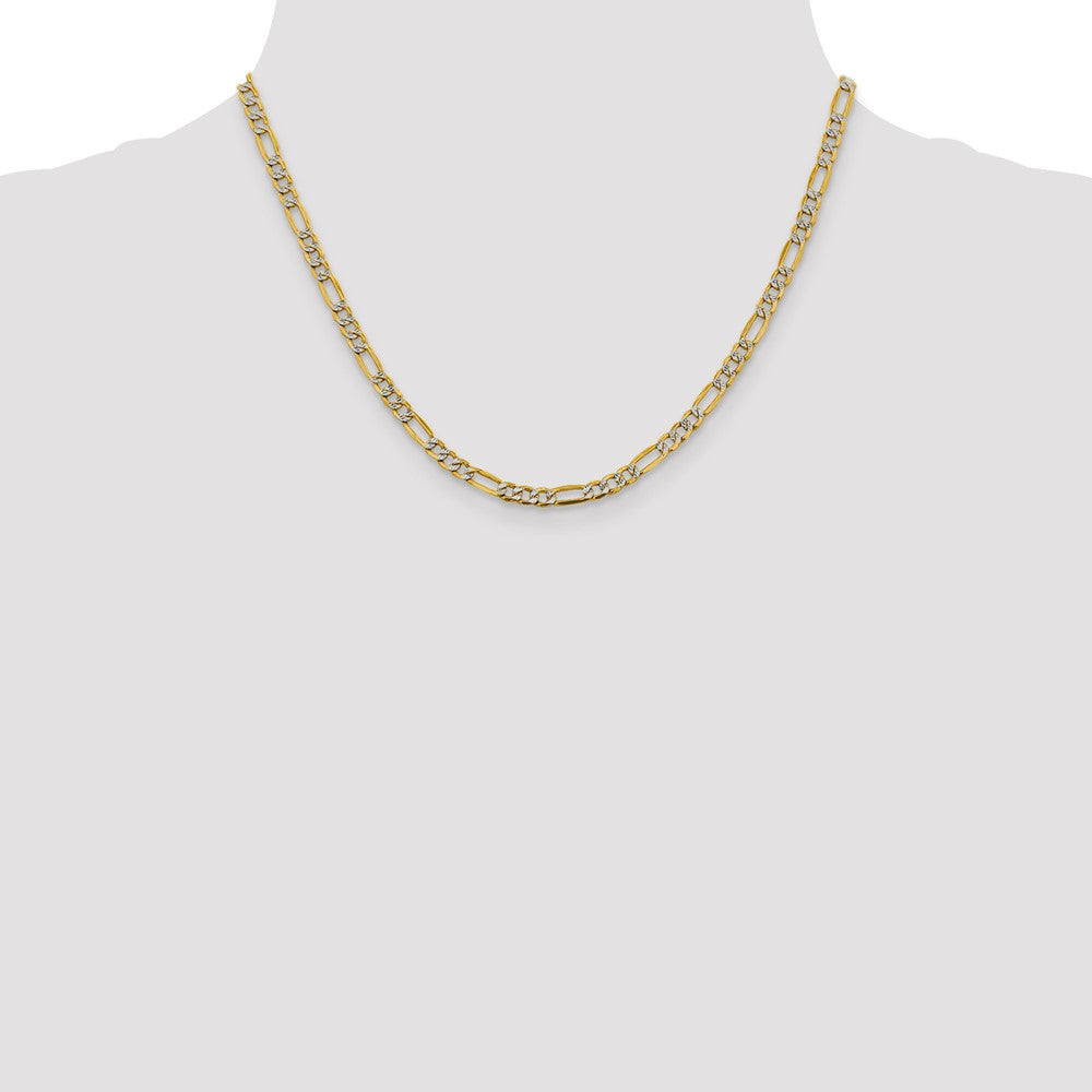 14K 18 inch 3.9mm Semi-Solid with Rhodium Pav? Figaro with Lobster Clasp Chain