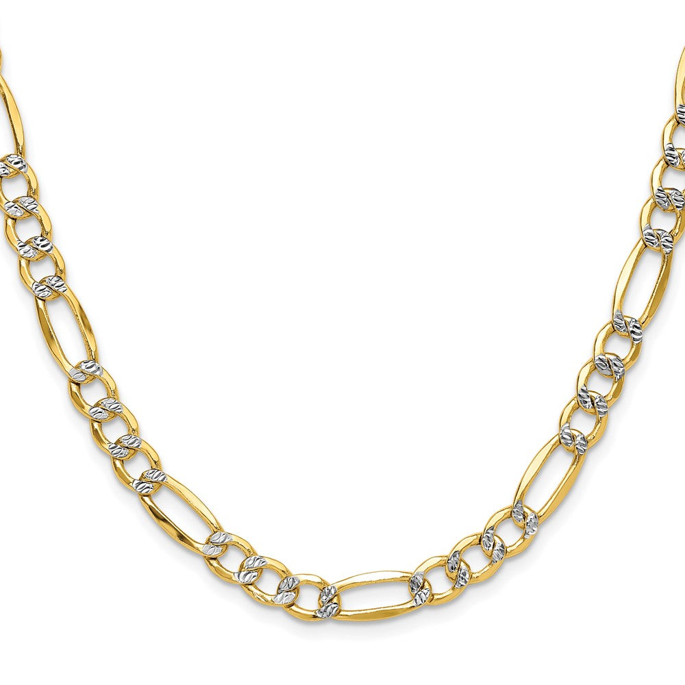 14k 6.5mm Semi-solid with Rhodium Pav? Figaro Chain