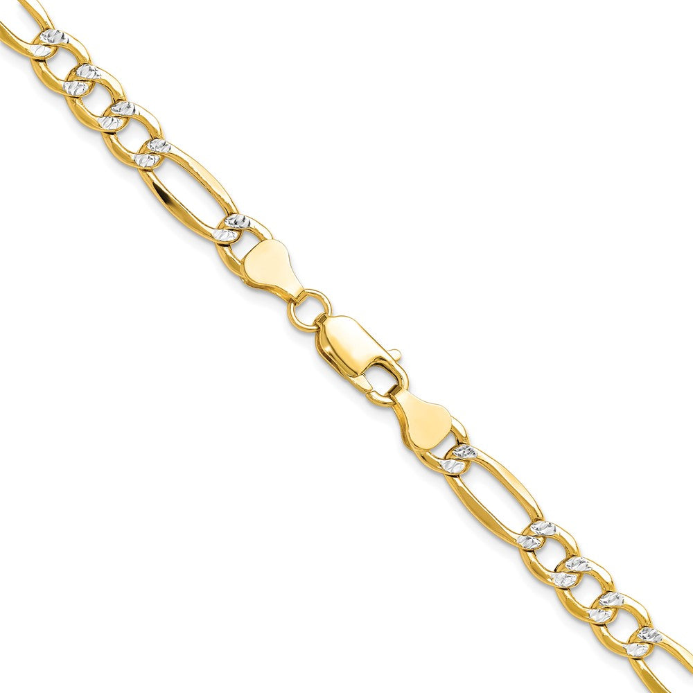 14k 6.5mm Semi-solid with Rhodium Pav? Figaro Chain