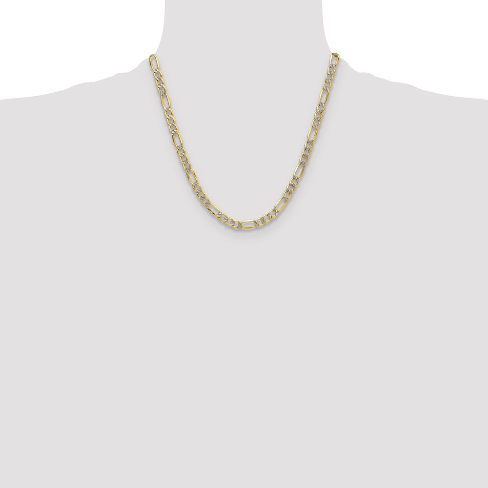 14k 6.5mm Semi-solid with Rhodium Pav? Figaro Chain