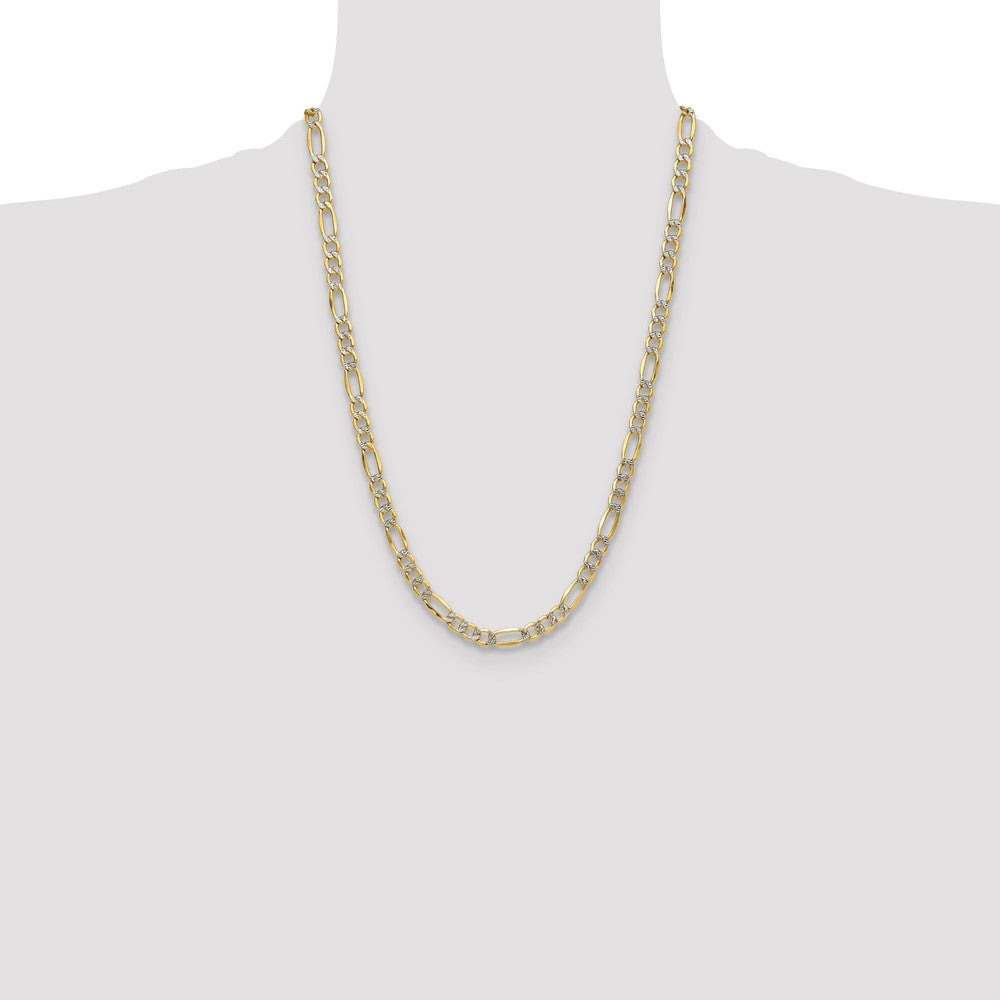14k 6.5mm Semi-solid with Rhodium Pav? Figaro Chain