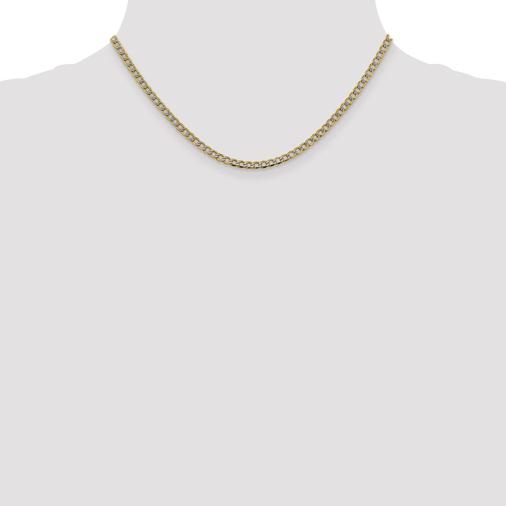 14K 16 inch 3.4mm Semi-Solid with Rhodium Pav? Curb with Lobster Clasp Chain