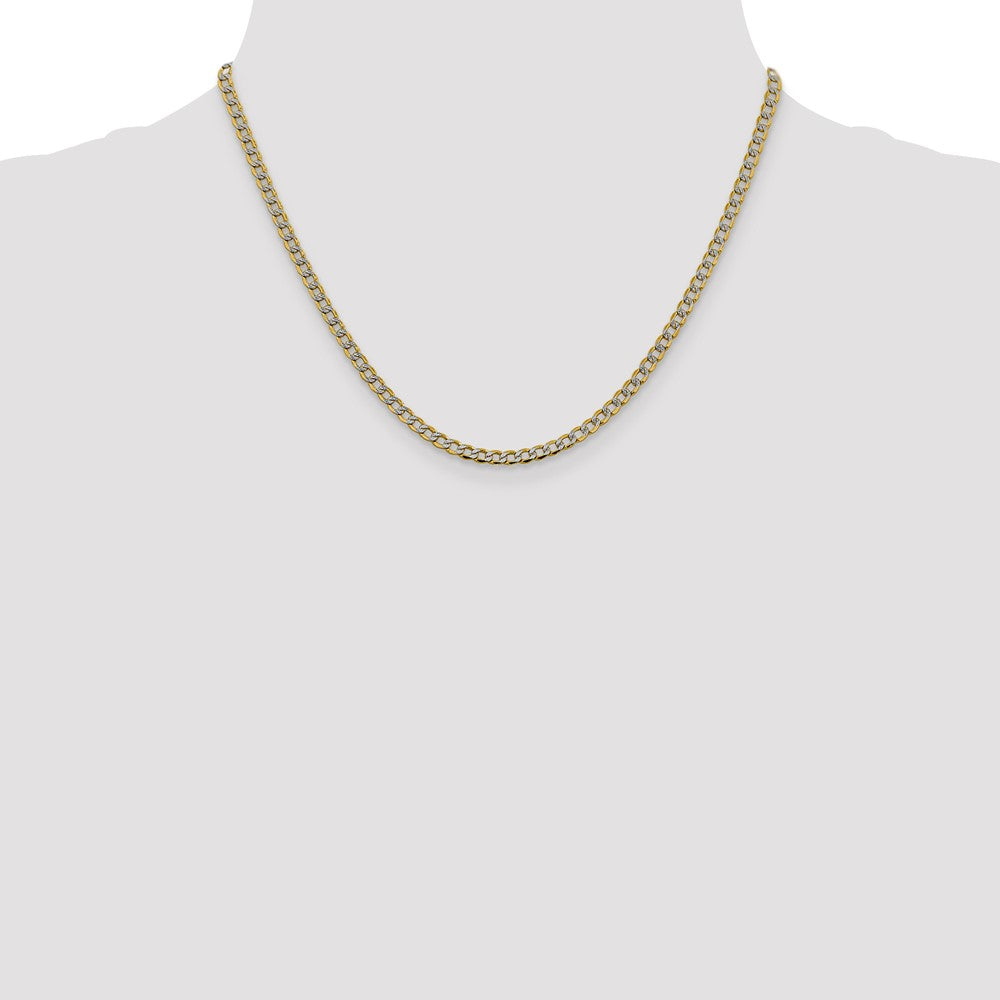 14K 18 inch 3.4mm Semi-Solid with Rhodium Pav? Curb with Lobster Clasp Chain