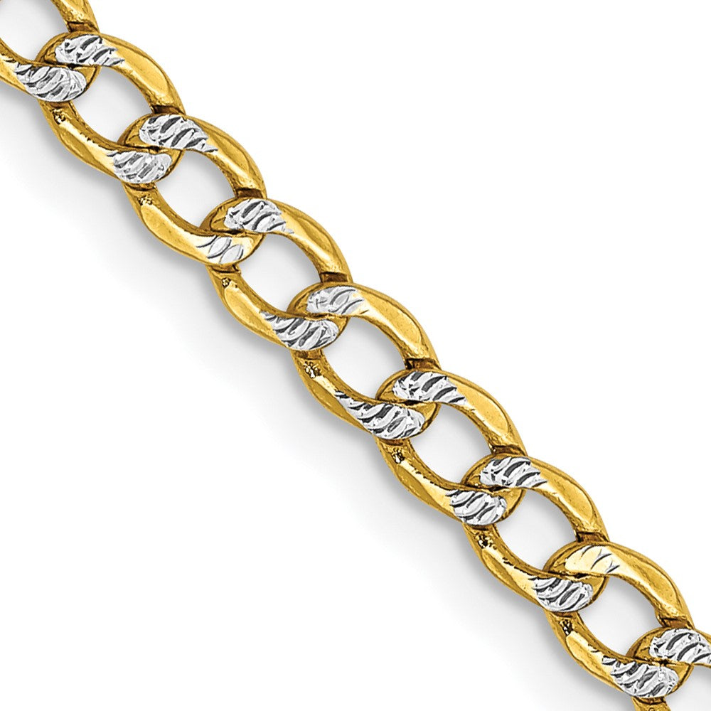 14K 20 inch 3.4mm Semi-Solid with Rhodium Pav? Curb with Lobster Clasp Chain
