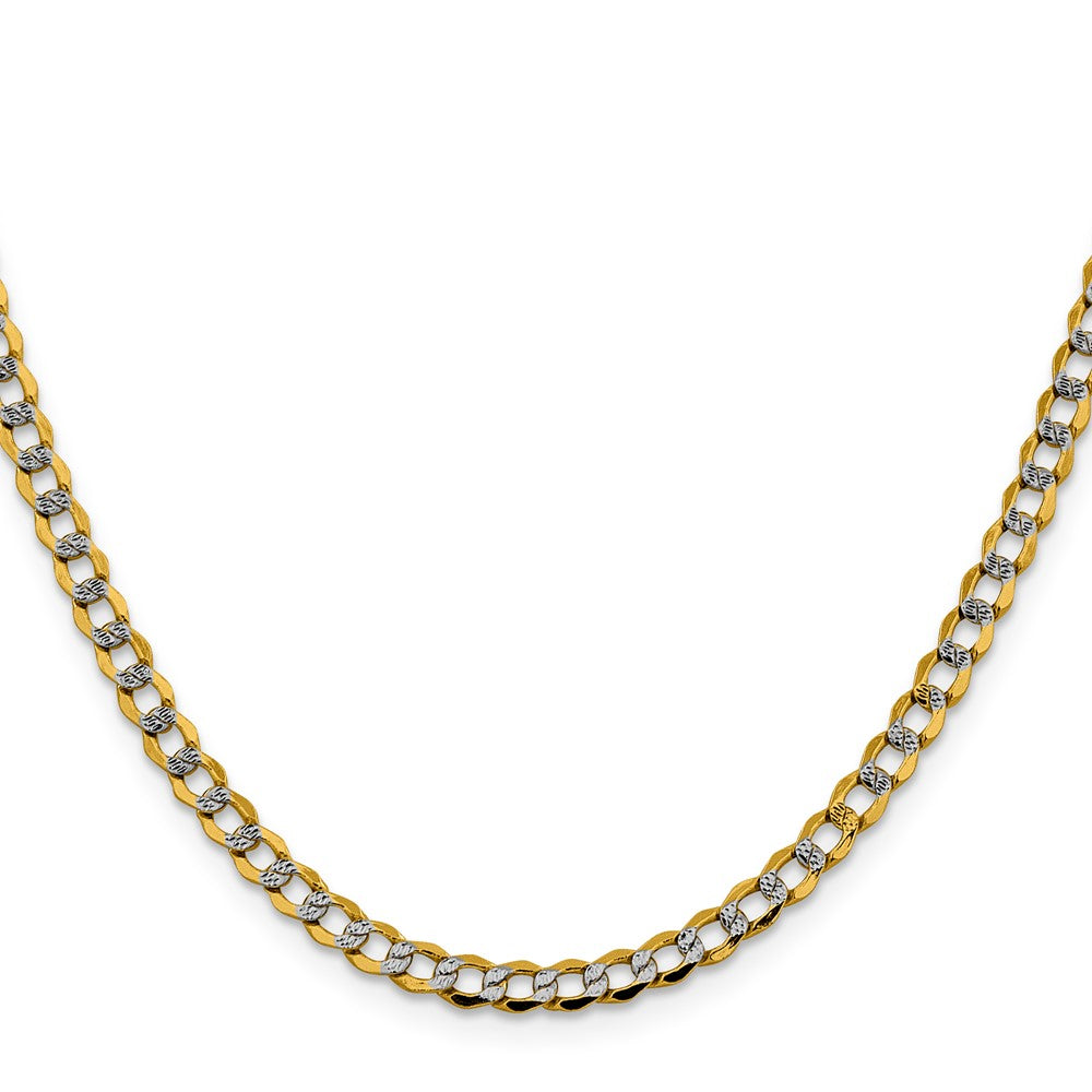 14K 22 inch 4.3mm Semi-Solid with Rhodium Pav? Curb with Lobster Clasp Chain