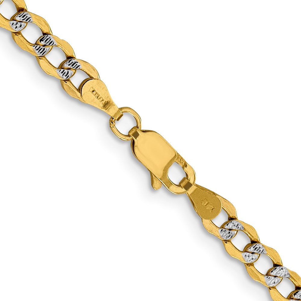 14K 22 inch 4.3mm Semi-Solid with Rhodium Pav? Curb with Lobster Clasp Chain
