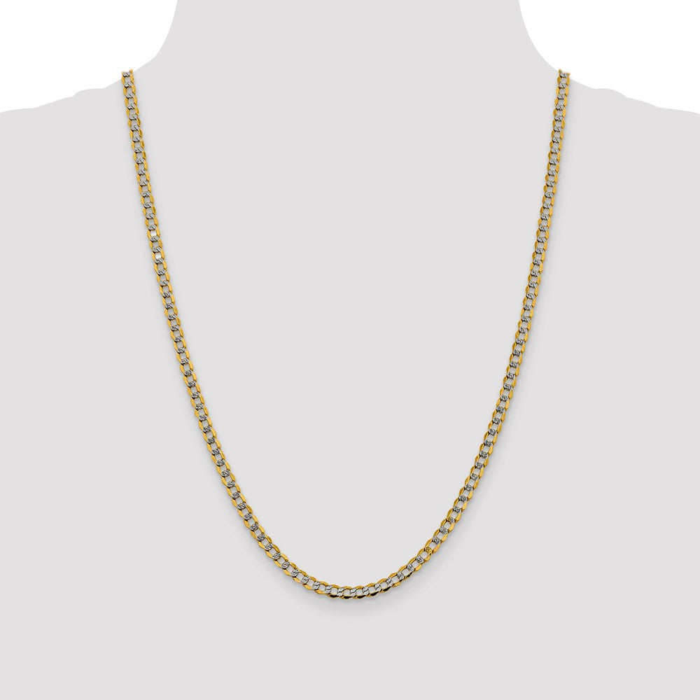 14K 24 inch 4.3mm Semi-Solid with Rhodium Pav? Curb with Lobster Clasp Chain