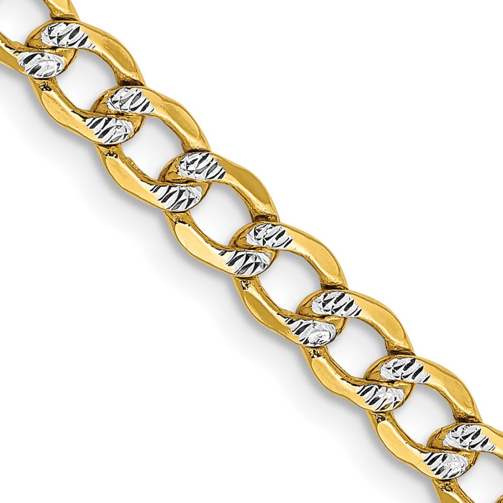14K 22 inch 4.3mm Semi-Solid with Rhodium Pav? Curb with Lobster Clasp Chain