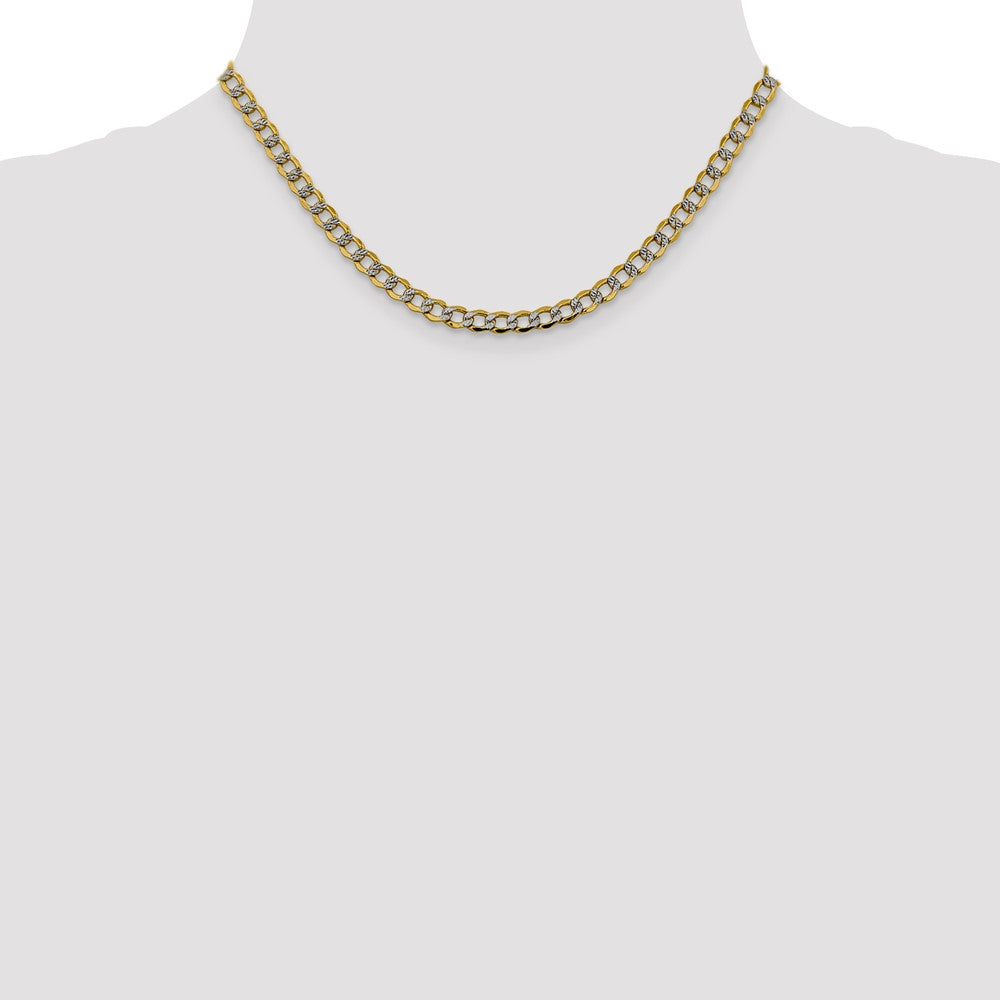 14K 16 inch 5.2mm Semi-Solid with Rhodium Pav? Curb with Lobster Clasp Chain