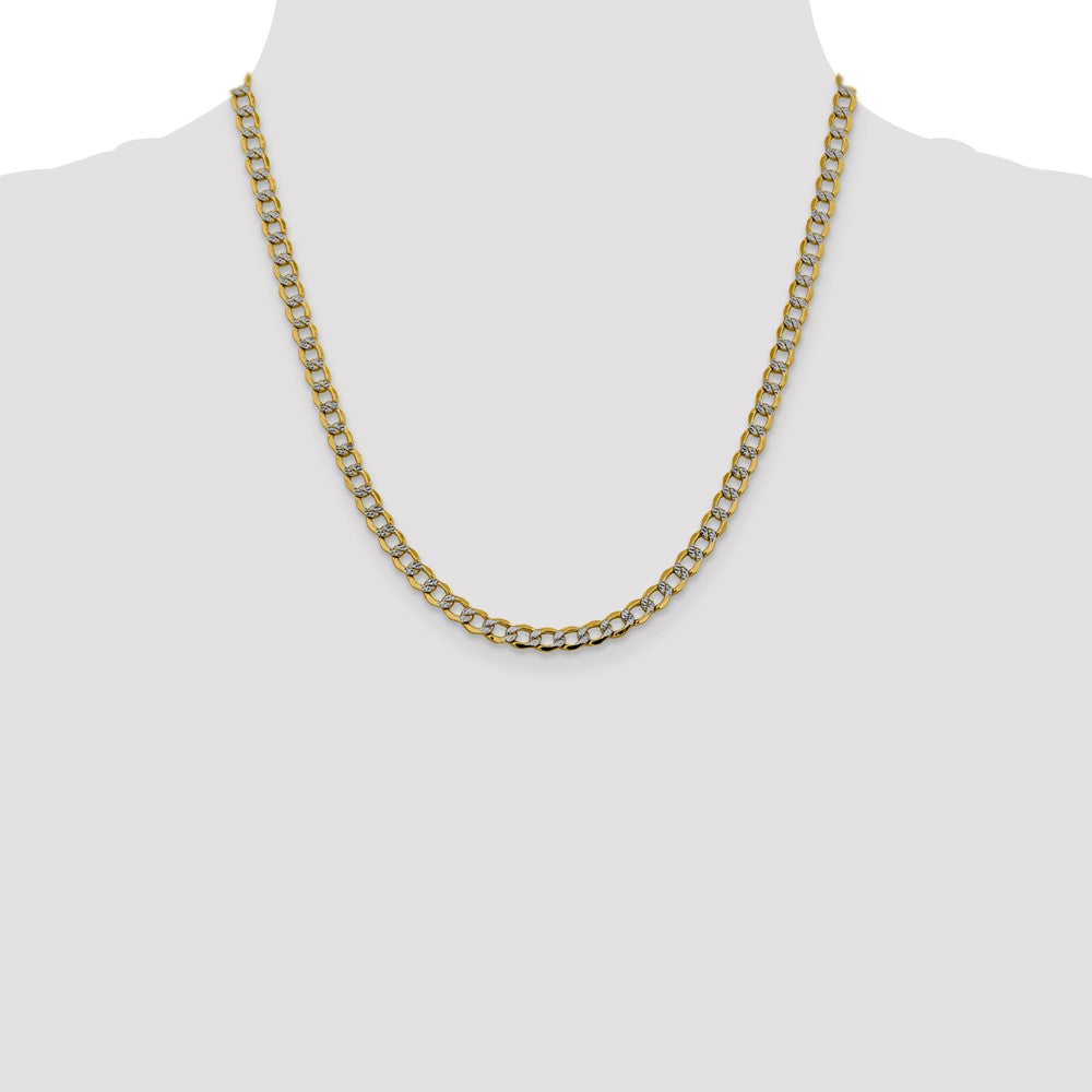 14K 20 inch 5.2mm Semi-Solid with Rhodium Pav? Curb with Lobster Clasp Chain