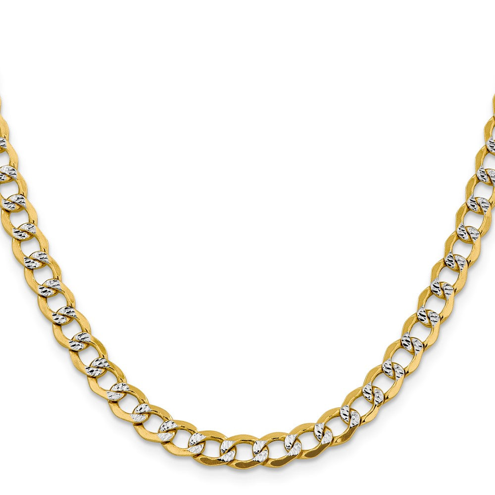 14K 26 inch 6.75mm Semi-Solid with Rhodium Pav? Curb with Lobster Clasp Chain