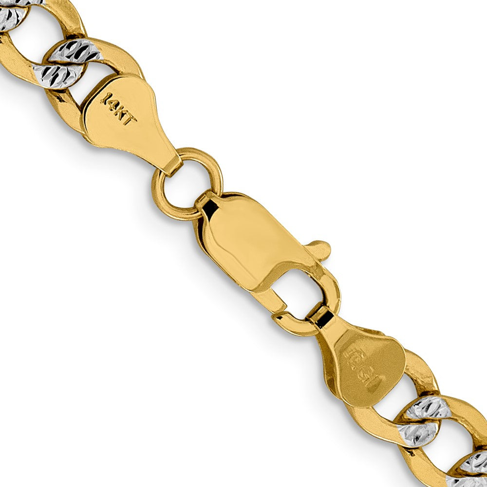 14K 26 inch 6.75mm Semi-Solid with Rhodium Pav? Curb with Lobster Clasp Chain