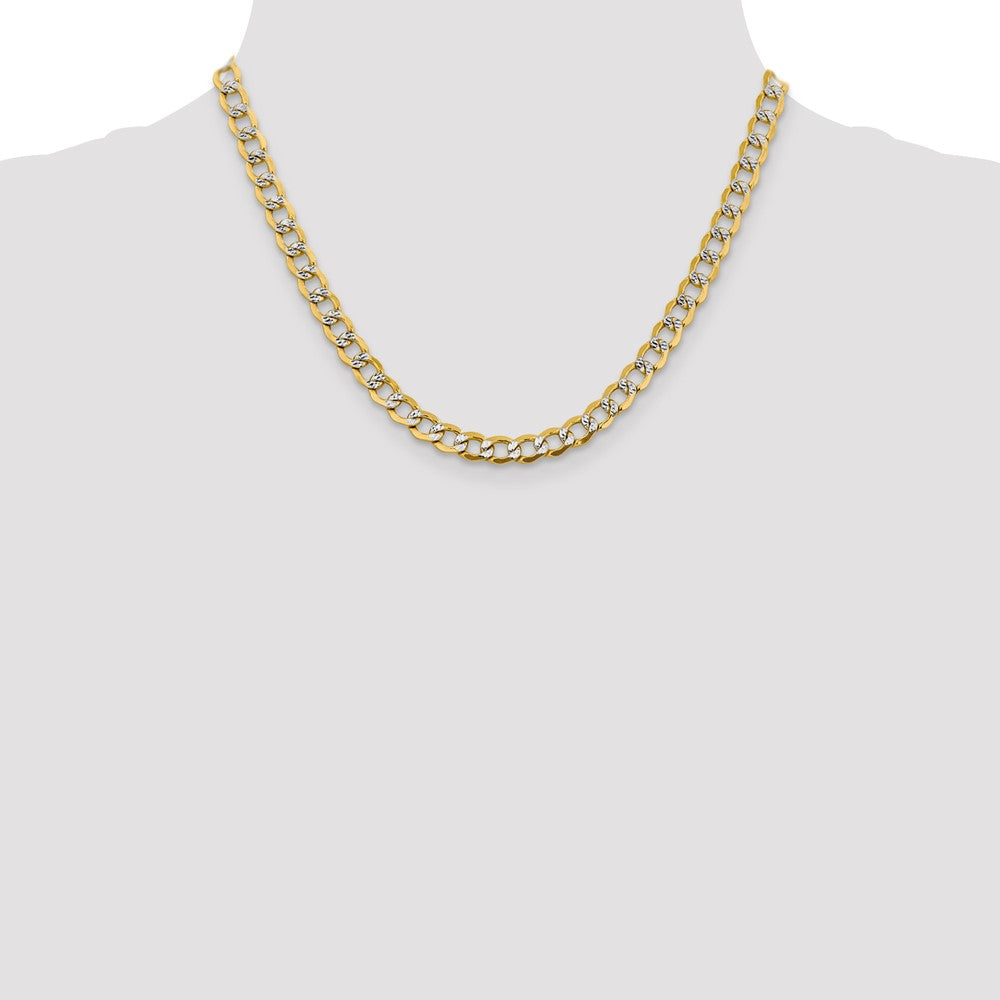 14K 18 inch 6.75mm Semi-Solid with Rhodium Pav? Curb with Lobster Clasp Chain