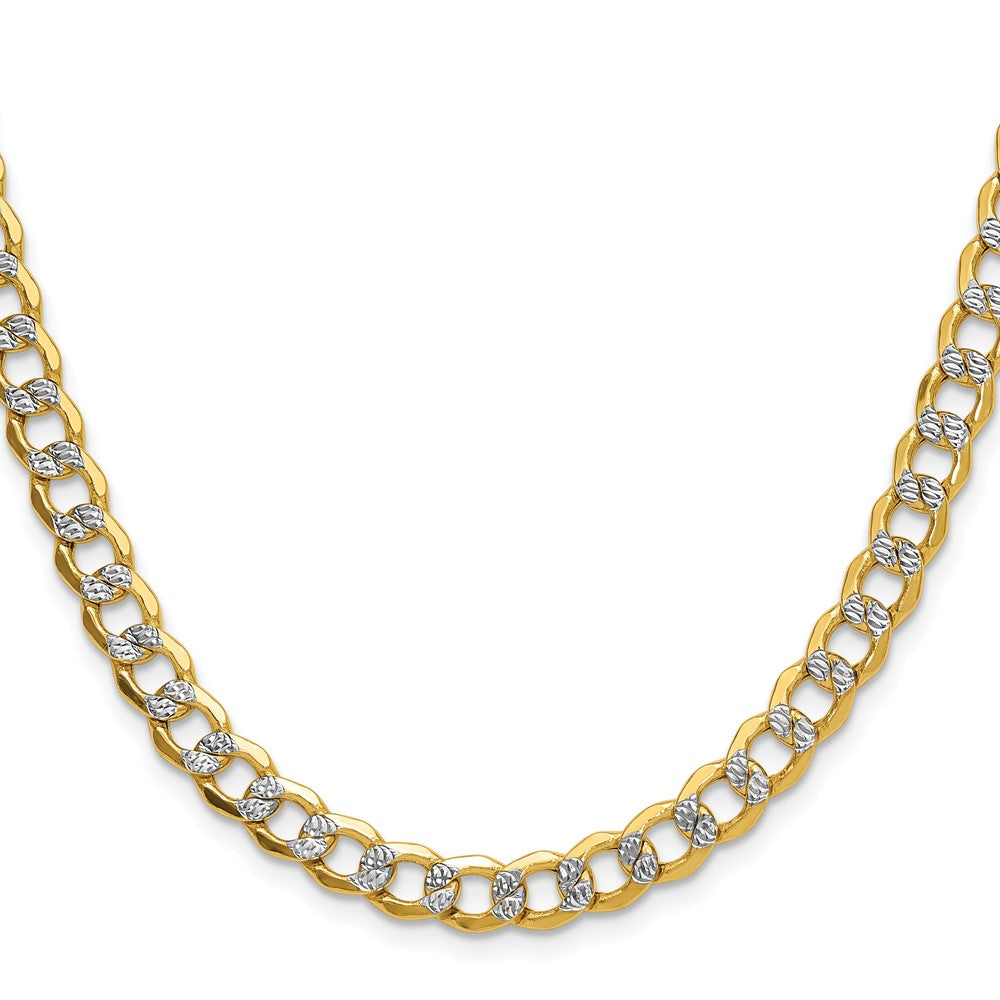 14k 7.1mm Semi-solid with Rhodium Pav? Curb Chain