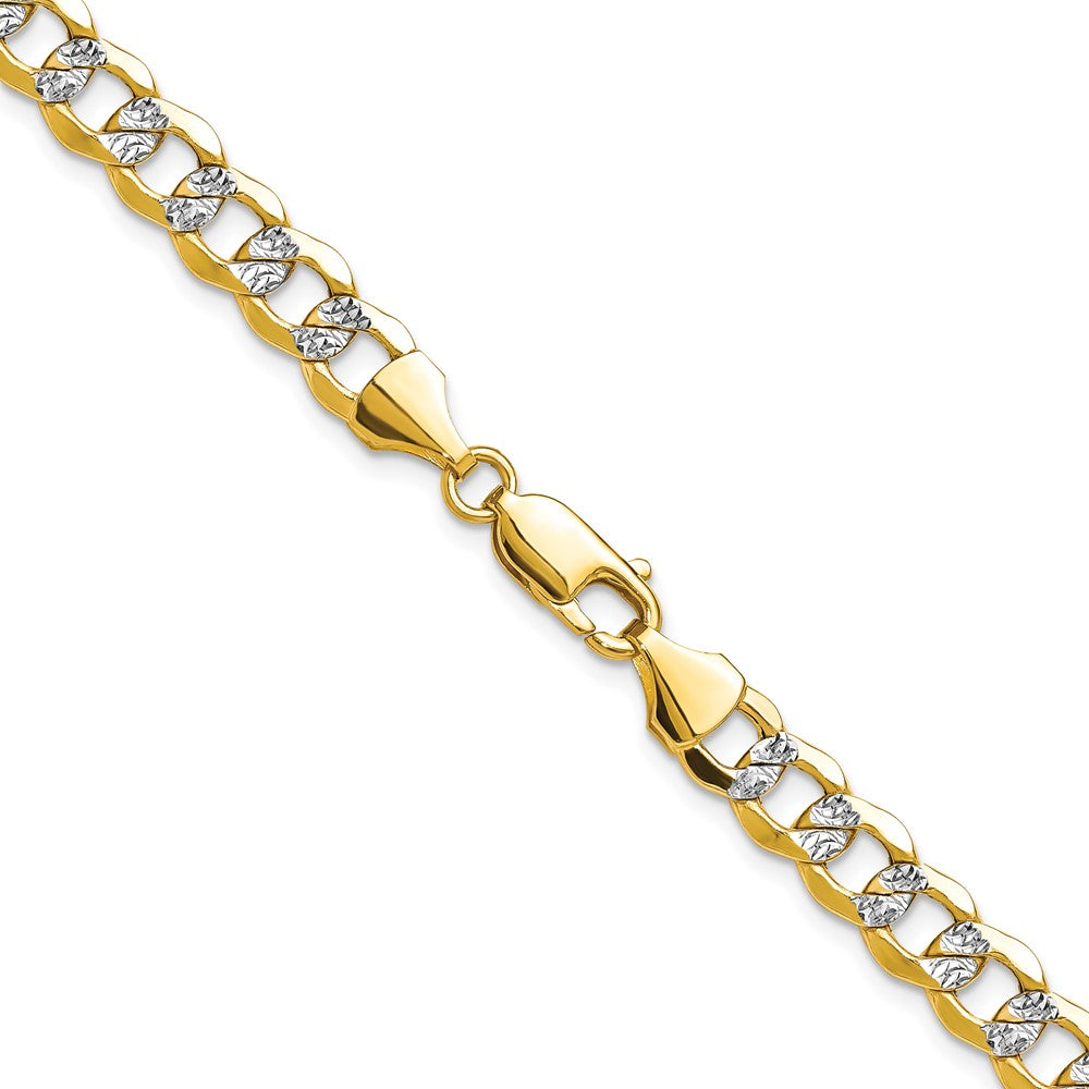 14k 7.1mm Semi-solid with Rhodium Pav? Curb Chain