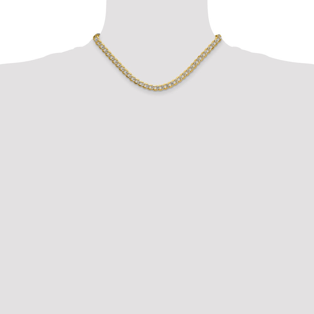 14k 7.1mm Semi-solid with Rhodium Pav? Curb Chain
