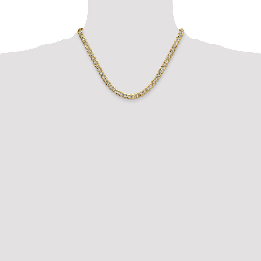 14k 7.1mm Semi-solid with Rhodium Pav? Curb Chain