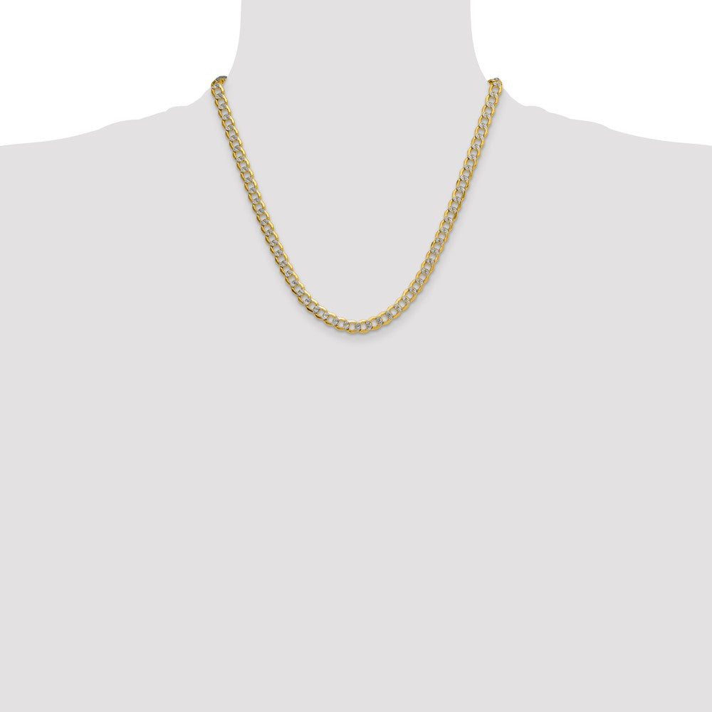 14k 7.1mm Semi-solid with Rhodium Pav? Curb Chain