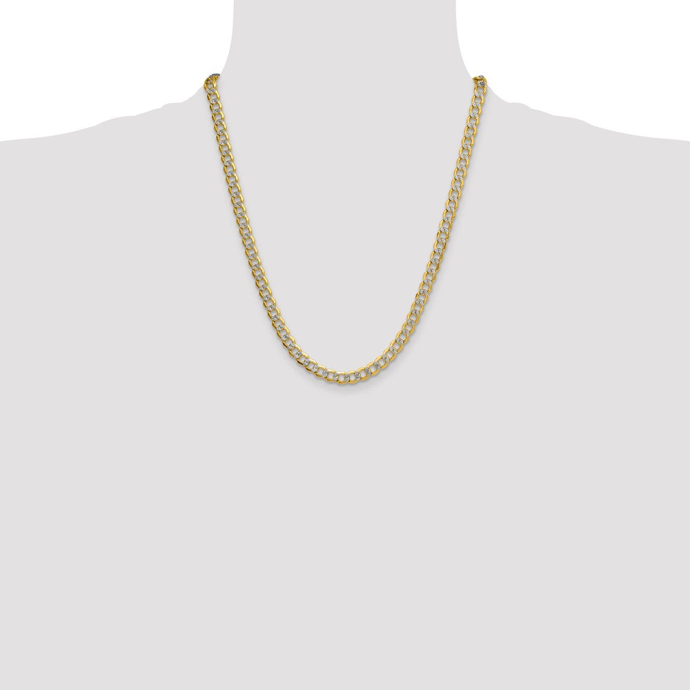 14k 7.1mm Semi-solid with Rhodium Pav? Curb Chain