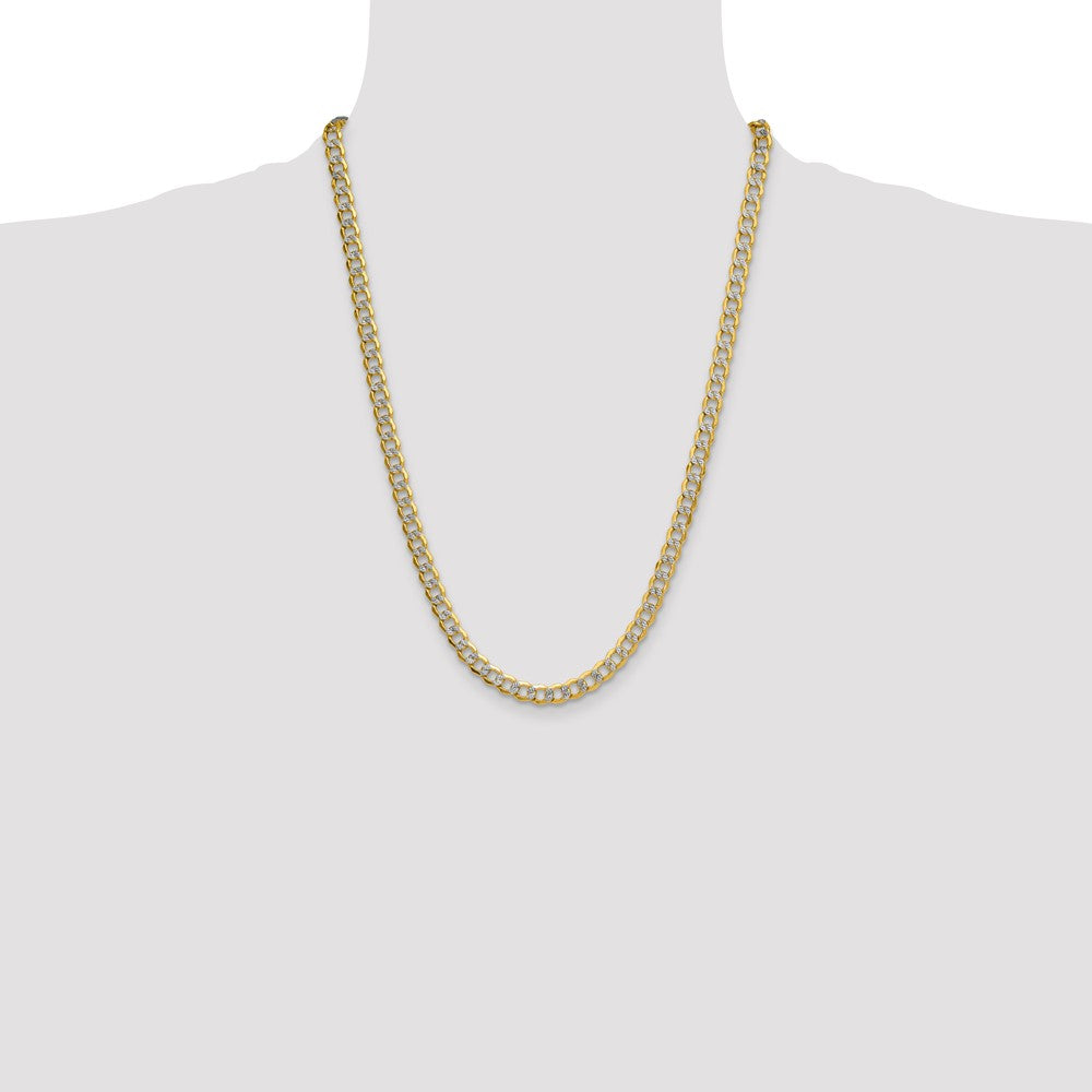 14k 7.1mm Semi-solid with Rhodium Pav? Curb Chain