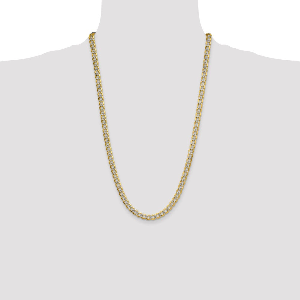 14k 7.1mm Semi-solid with Rhodium Pav? Curb Chain