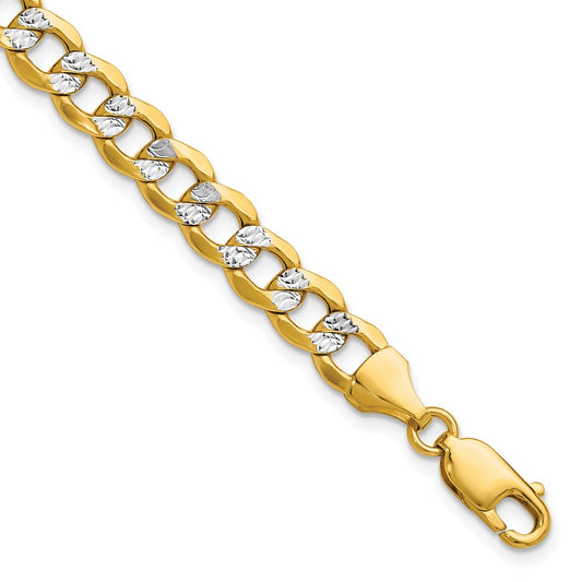 14k 7.1mm Semi-solid with Rhodium Pav? Curb Chain