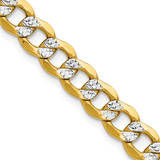 14k 7.1mm Semi-solid with Rhodium Pav? Curb Chain
