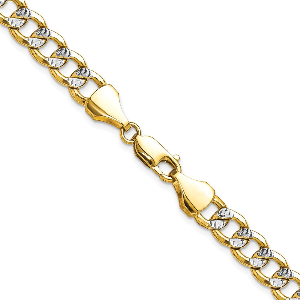 14k 7.75mm Semi-solid with Rhodium Pav? Curb Chain