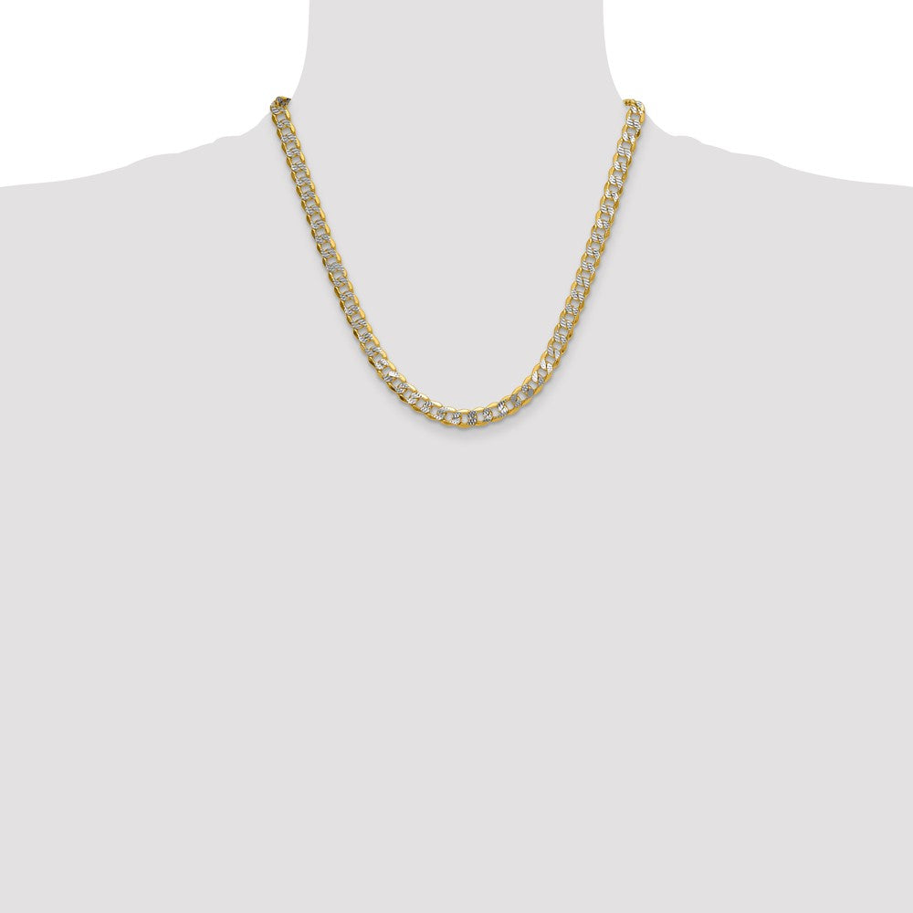 14k 7.75mm Semi-solid with Rhodium Pav? Curb Chain