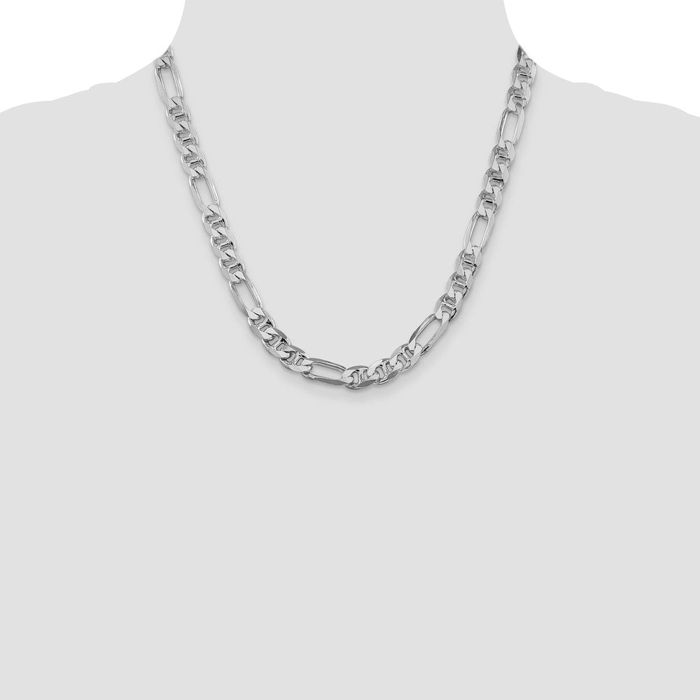 Sterling Silver Rhodium-plated 7.75mm Figaro Anchor Chain
