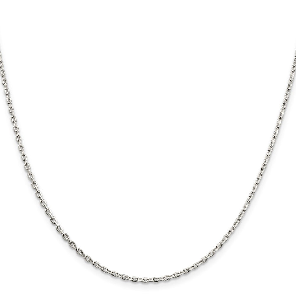 Sterling Silver 2mm Beveled Oval Cable Chain w/2in ext.