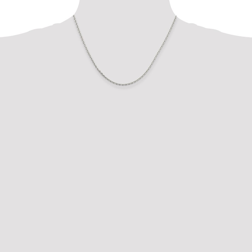 Sterling Silver 2mm Beveled Oval Cable Chain w/2in ext.