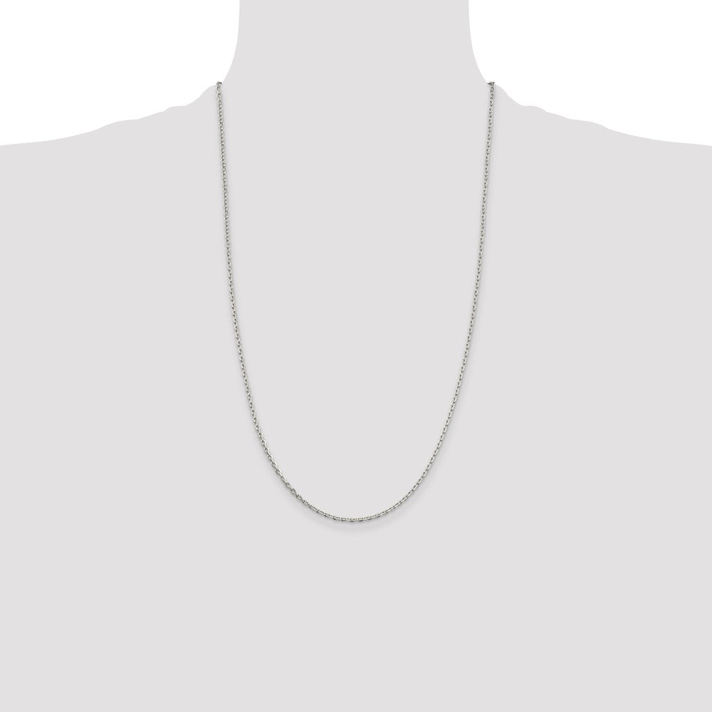 Sterling Silver 2mm Beveled Oval Cable Chain