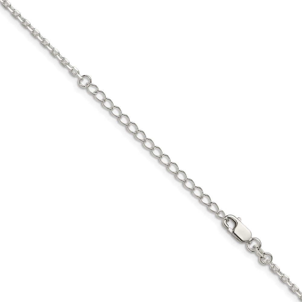 Sterling Silver 2mm Beveled Oval Cable Chain w/2in ext.