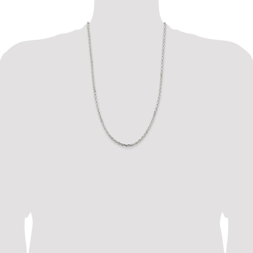 Sterling Silver 3.25mm Beveled Oval Cable Chain