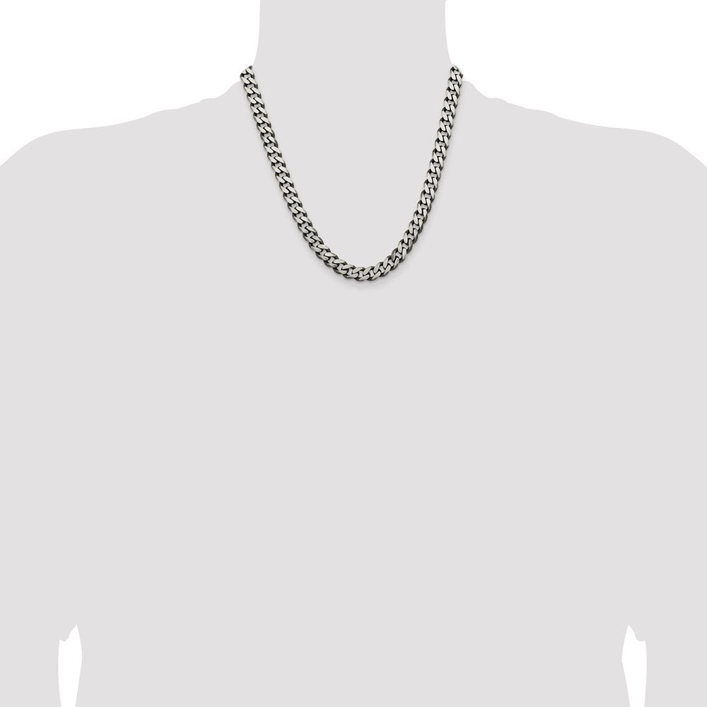 Sterling Silver Antiqued 9mm Curb Chain