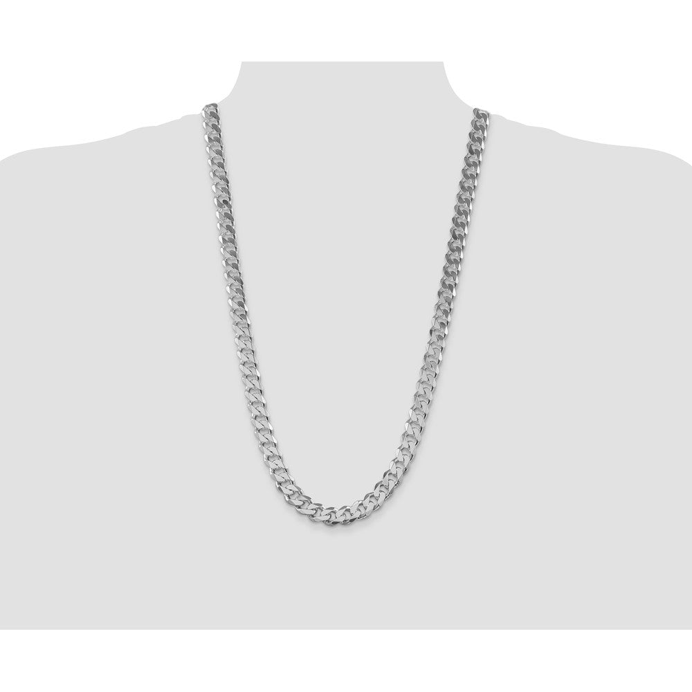 Sterling Silver Rhodium-plated 11mm Curb Chain