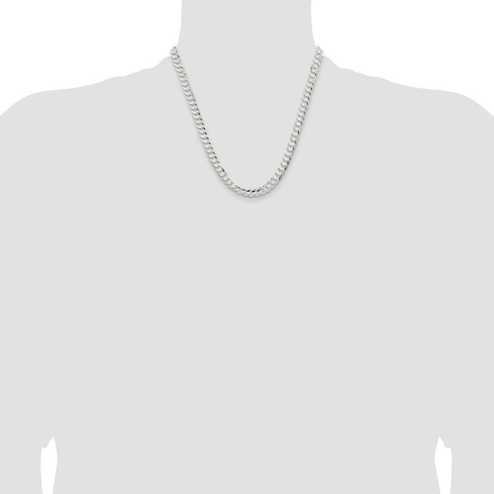 Sterling Silver 6.75mm Concave Beveled Curb Chain