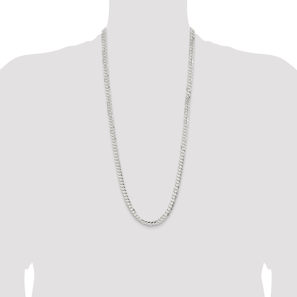 Sterling Silver 6.75mm Concave Beveled Curb Chain