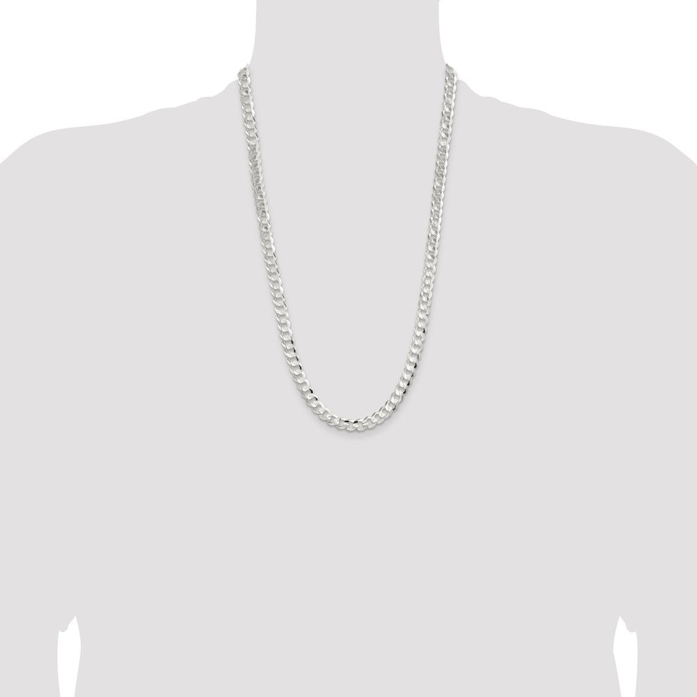 Sterling Silver 8mm Concave Beveled Curb Chain