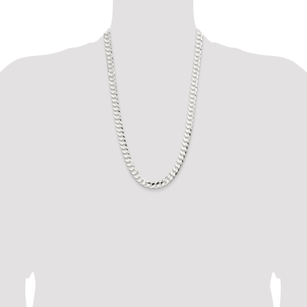 Sterling Silver 9.75mm Concave Beveled Curb Chain