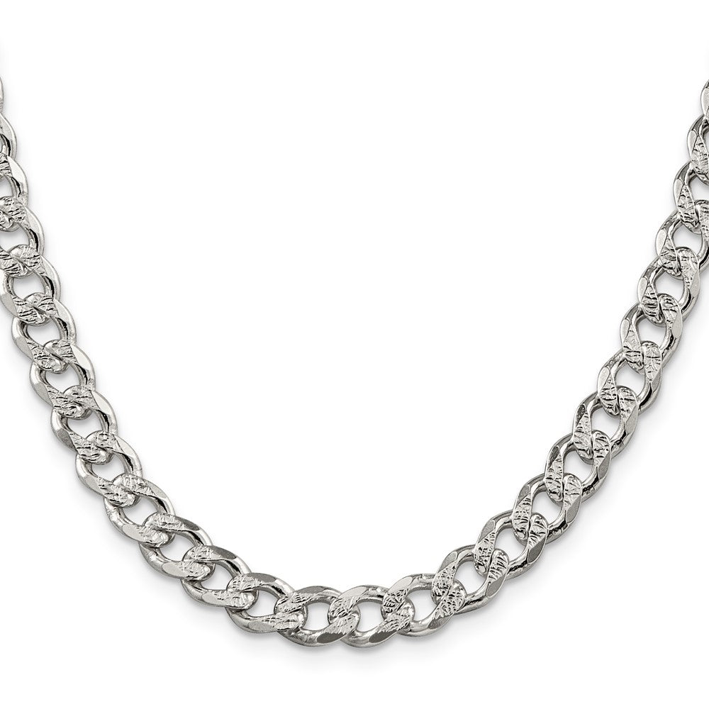 Sterling Silver 7.5mm Pav? Curb Chain