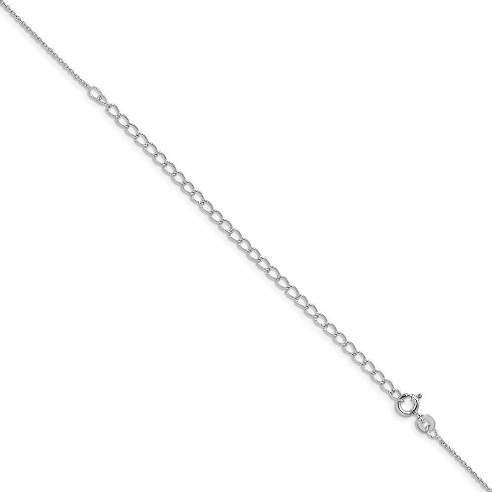 Sterling Silver Rhodium-plated 1mm Cable Chain w/4in ext.