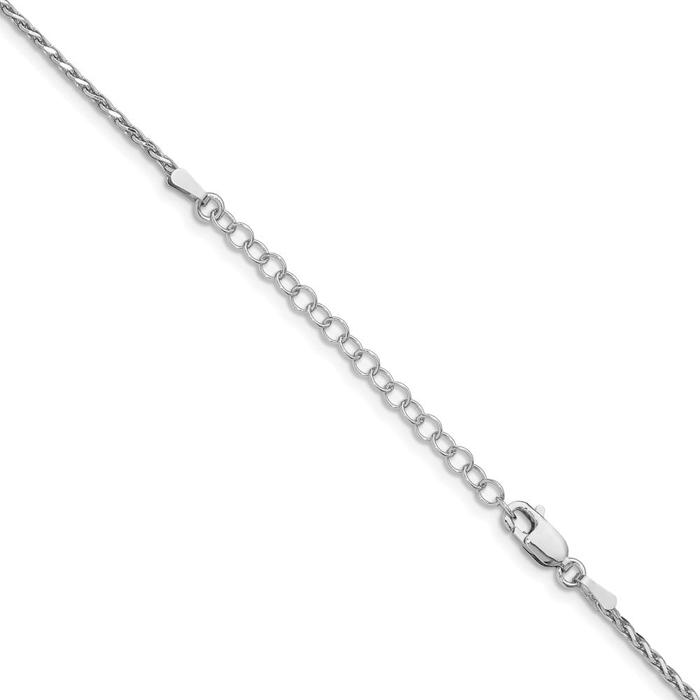 Sterling Silver Rhodium-plated 1.5mm Diamond-Cut Spiga Chain w/2in ext.