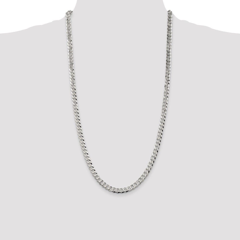 Sterling Silver 6mm Beveled Curb Chain