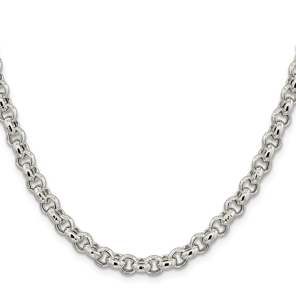 Sterling Silver 6.5mm Semi-solid Rolo Chain