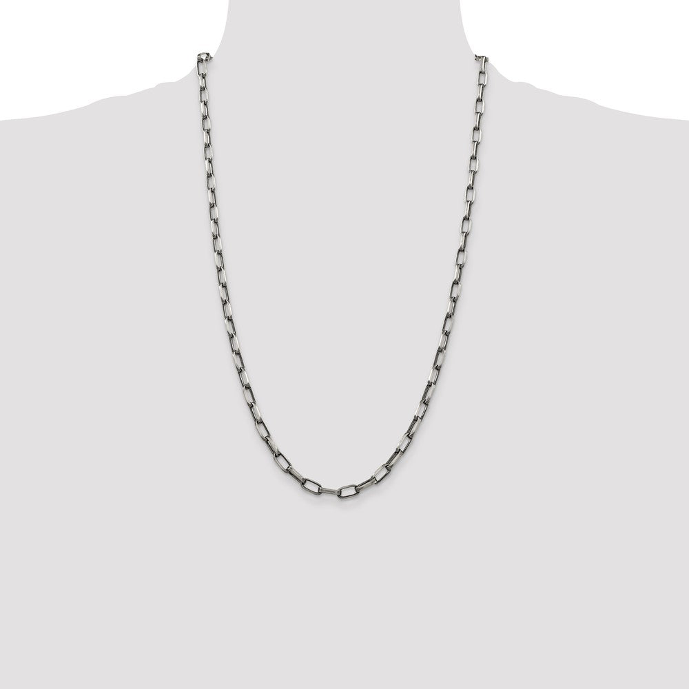 Sterling Silver Antiqued 4.8mm Elongated Open Link Chain